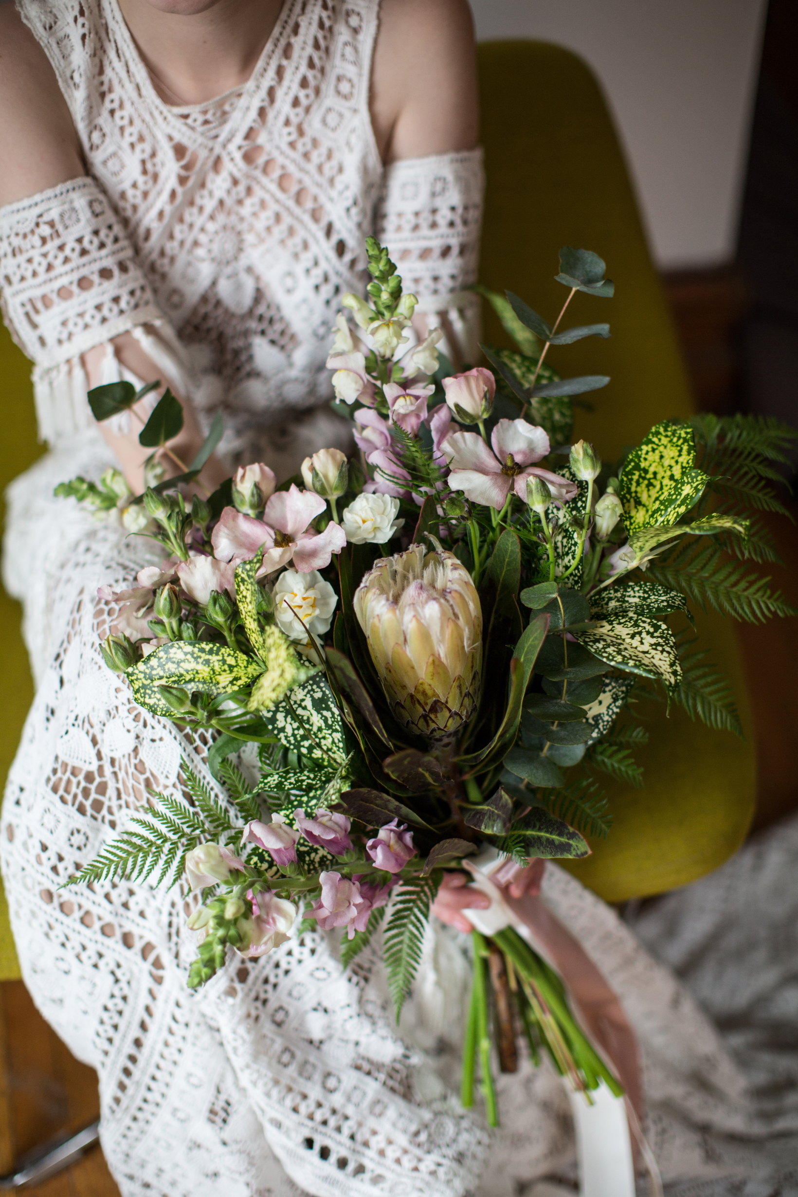 bohemian bouquet with protea